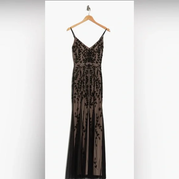 MARINA- Beaded V-Neck Gown Size M - Picture 3 of 4